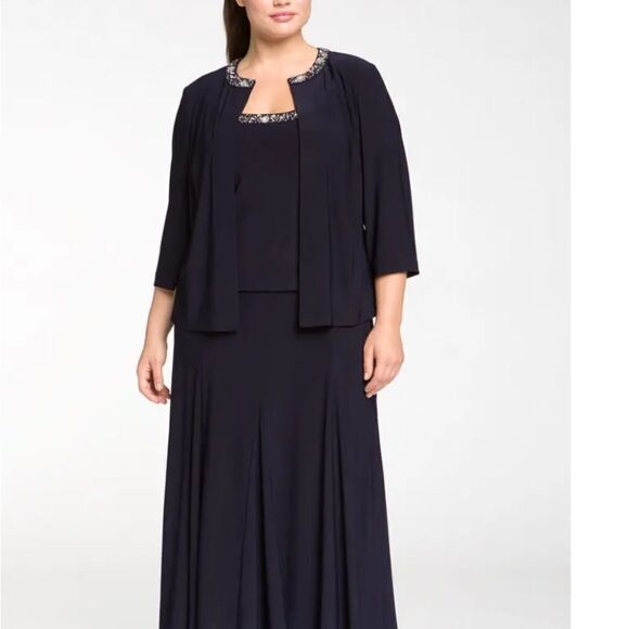 Beaded Dress with Jacket Dusty Pink Midi 2XL - Picture 1 of 9